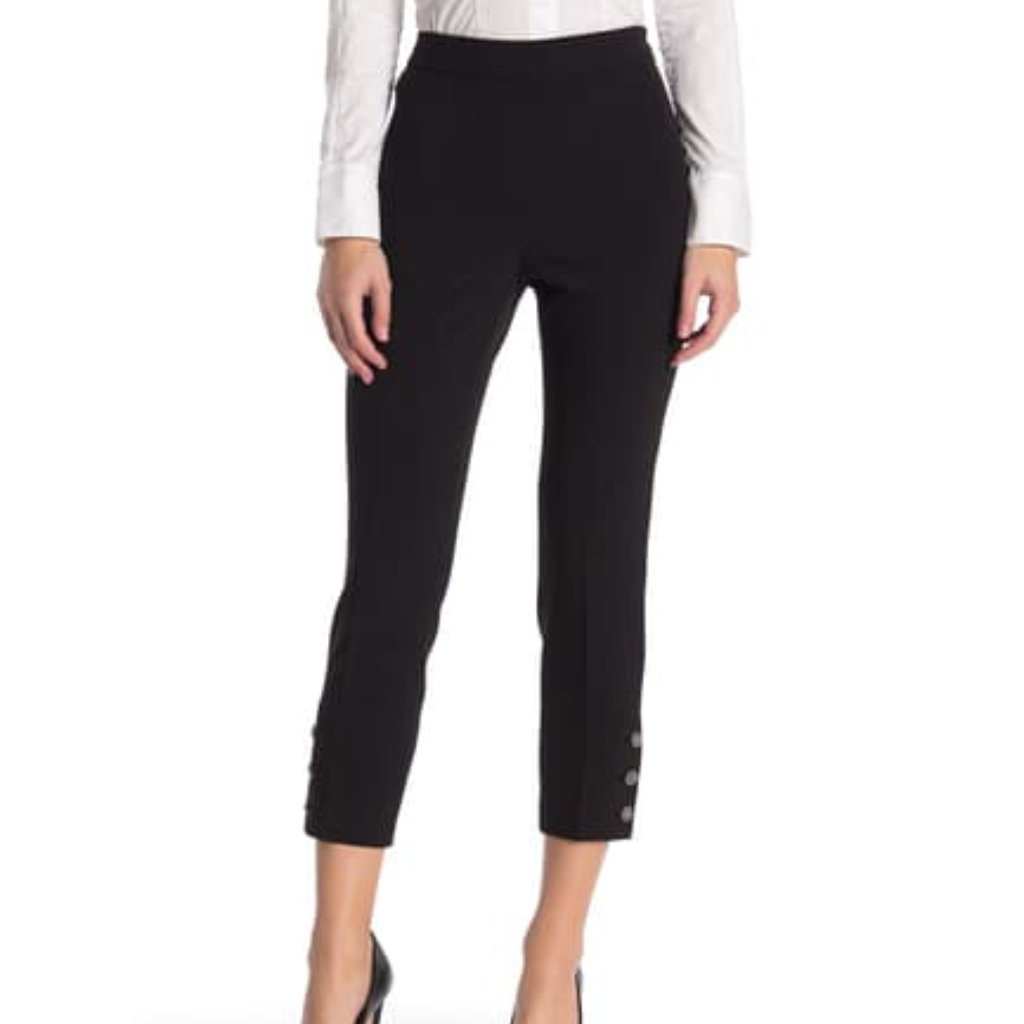 Kate Spade Jewel Button Crop Pants In Black